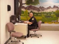 Jail employee at his desk