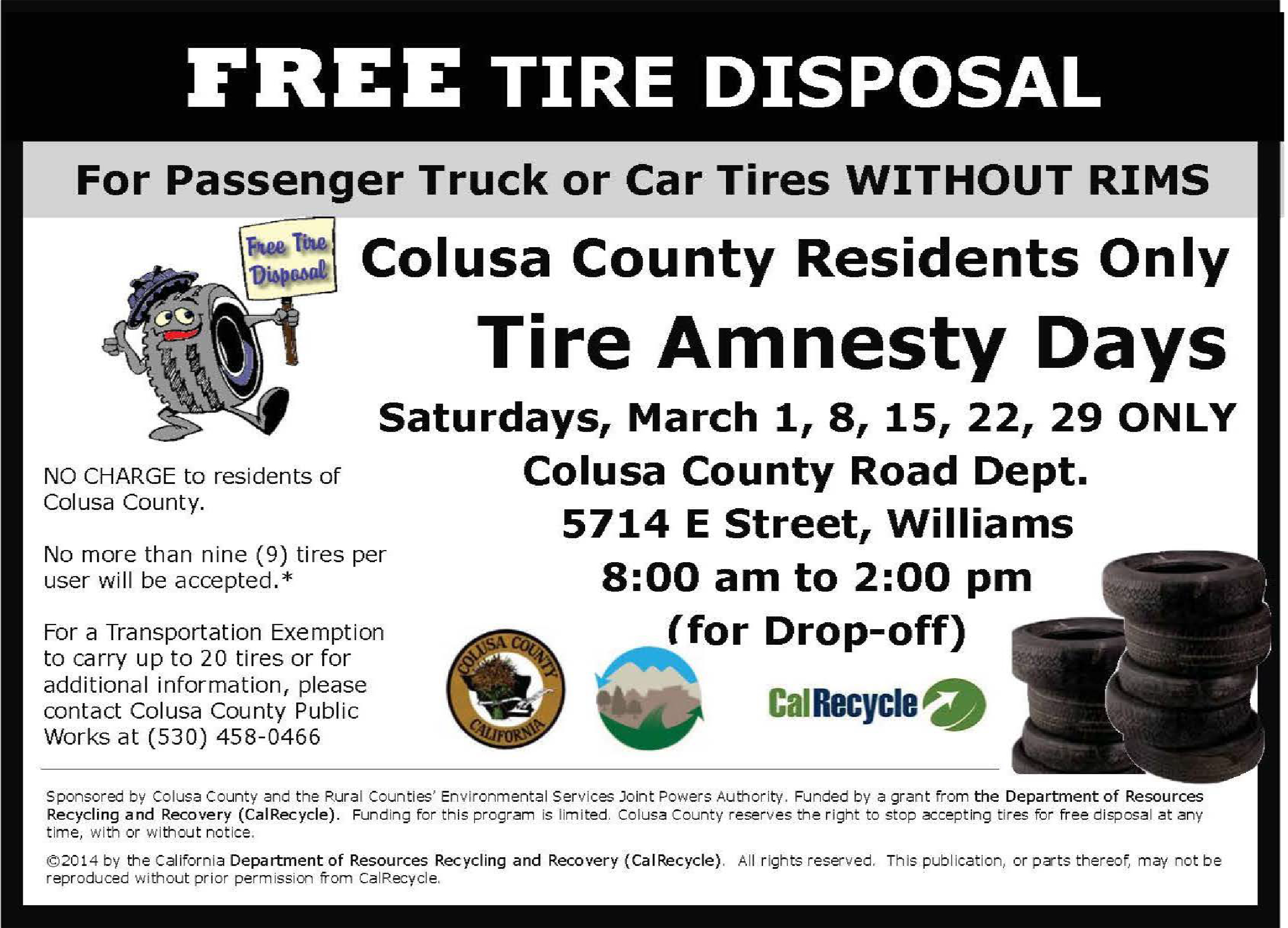 Colusa Tire Amnesty Flyer - 2025